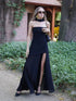 Elegant Solid Pleated Maxi Dress for Women with Sexy Sleeveless Off Shoulder Design and High Slit Party Wear